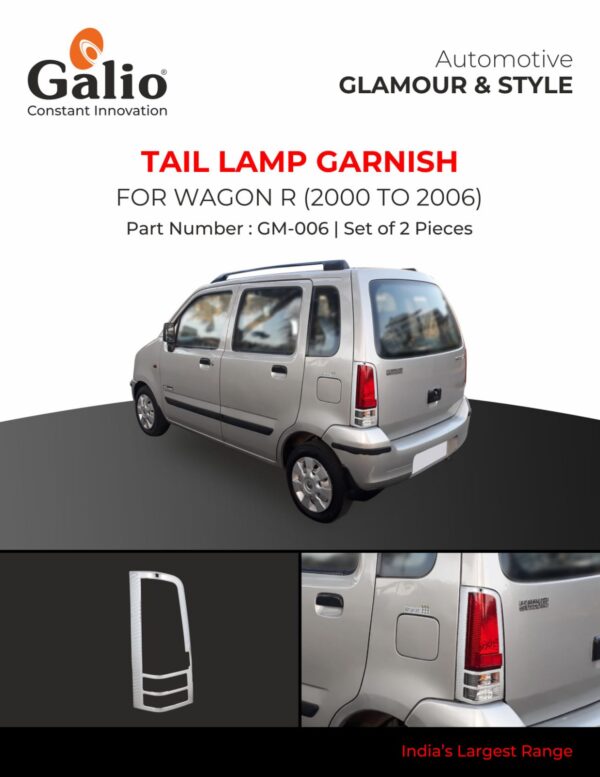 MARUTI SUZUKI WAGONR (2000–2006) TAIL LAMP GARNISH - SET OF 2 PCS (CHROME)