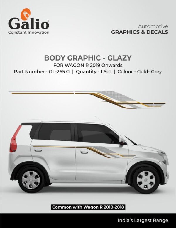 BODY GRAPHICS - GLAZY FOR MARUTI SUZUKI WAGON R (2010-2018) | STYLISH & LONG-LASTING DECALS | 1 SET