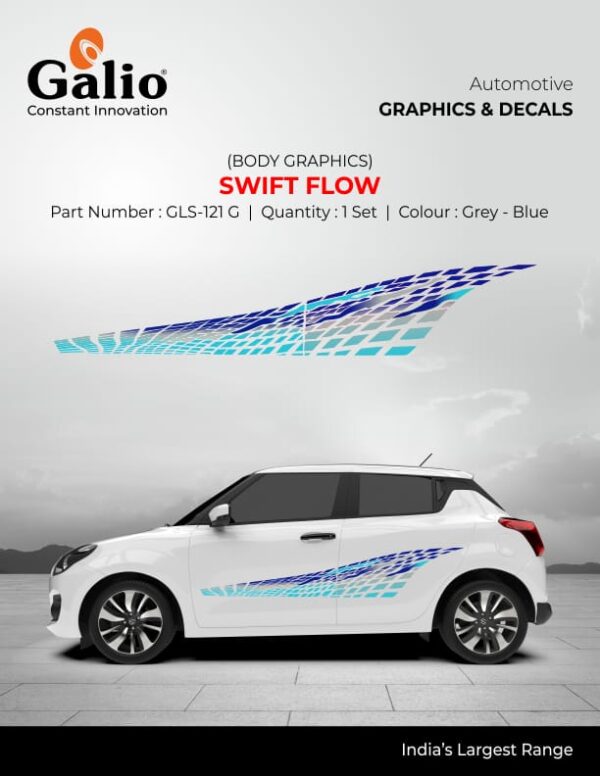 SWIFT FLOW BODY GRAPHICS FOR MARUTI SUZUKI WAGON R (2010-2018) | STYLISH & LONG-LASTING DECALS | 1 SET