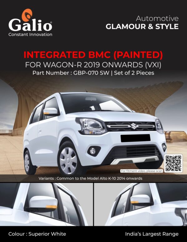 MARUTI SUZUKI WAGONR 2019 ONWARDS INTEGRATED ORVM COVER WITH BLINKERS - PAINTED (SET OF 2 PCS)