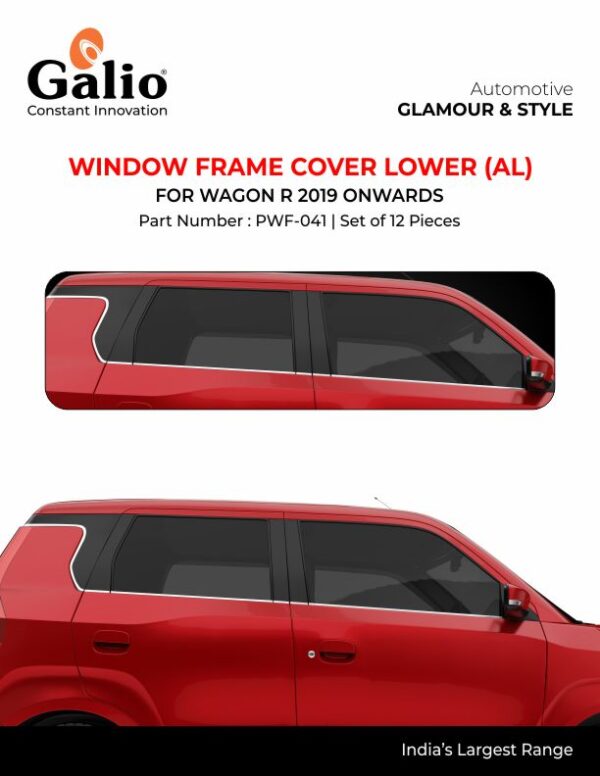 MARUTI SUZUKI WAGONR 2019 ONWARDS WINDOW FRAME COVER LOWER (ALUMINIUM) - SET OF 12 PCS