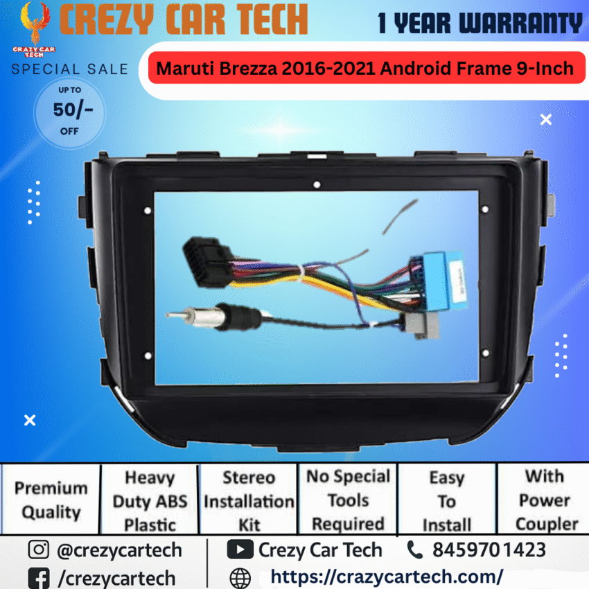 9 Inch Android Stereo Frame with Coupler for Maruti Brezza (2016–2021)