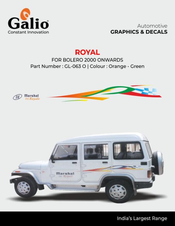 MAHINDRA BOLERO 2007 TO 2010 BODY GRAPHICS ROYAL – 1 SET – CRAZY CAR TECH (Copy)