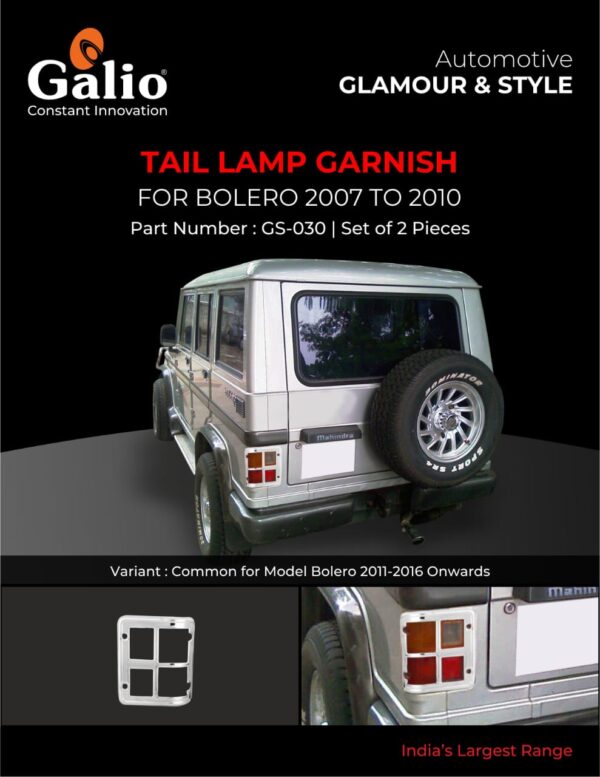 MAHINDRA BOLERO 2007 TO 2010 CHROME TAIL LAMP GARNISH –SET OF 2 PCS – CRAZY CAR TECH