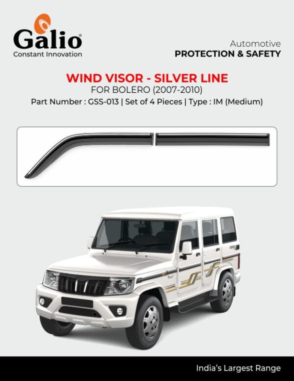 MAHINDRA BOLERO 2007 TO 2010 WIND VISOR SILVER LINE IM– SET OF 4 PCS – CRAZY CAR TECH