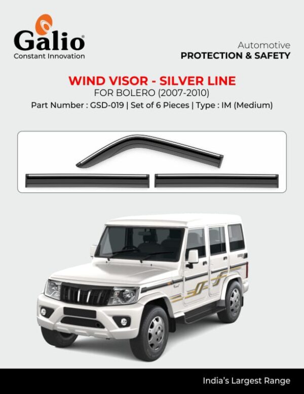MAHINDRA BOLERO 2007 TO 2010 WIND VISOR SILVER LINE IM – GSD-019 – SET OF 6 PCS – CRAZY CAR TECH