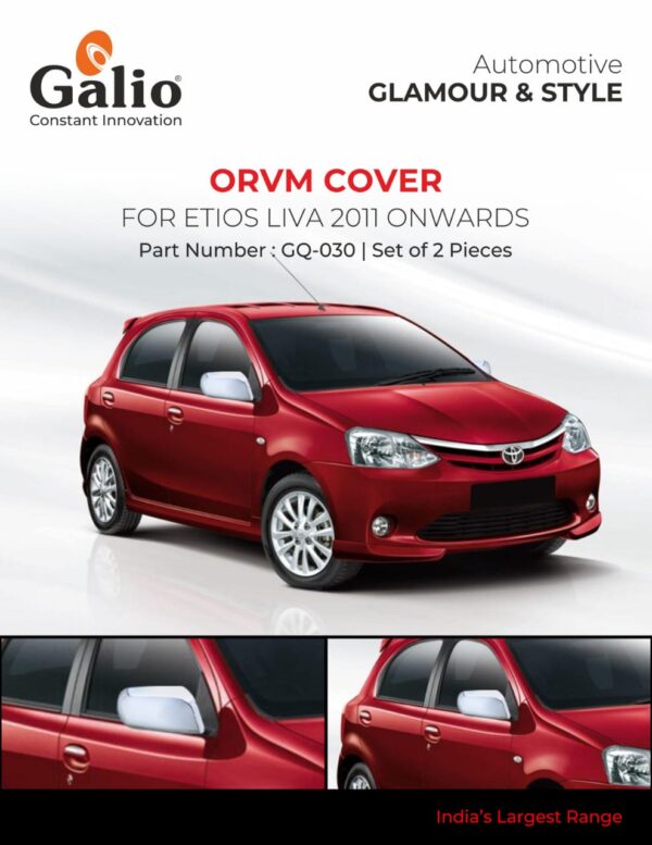 TOYOTA ETIOS LIVA ORVM COVER – CHROME FINISH – SET OF 2 PCS – CRAZY CAR TECH