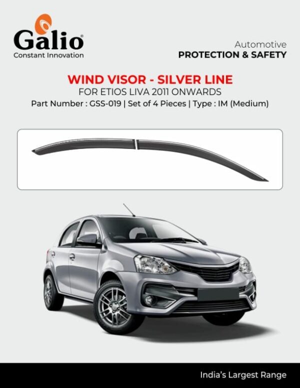 TOYOTA ETIOS LIVA WIND VISOR – SILVER LINE – IM TYPE – SET OF 4 PCS