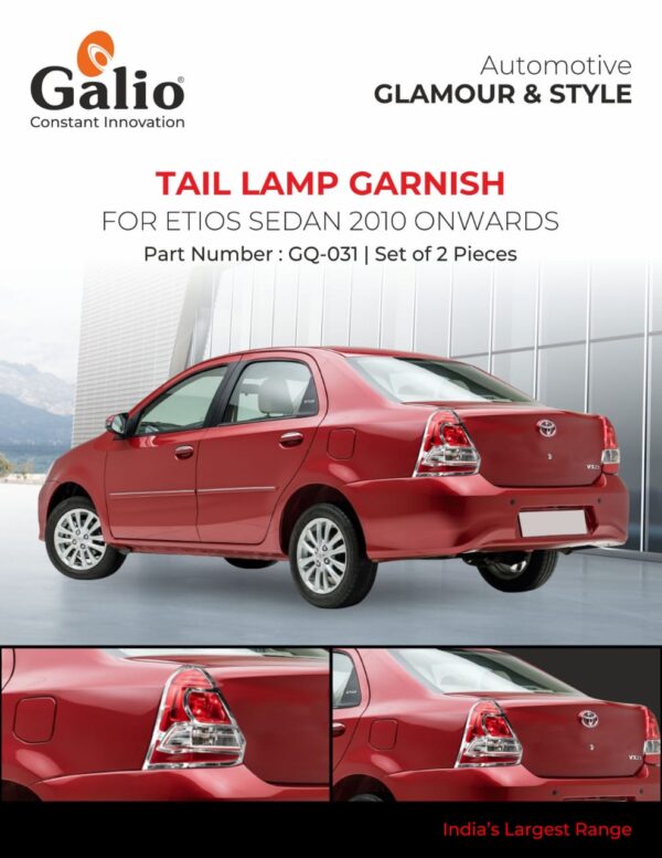TOYOTA ETIOS SEDAN 2010 ONWARDS TAIL LAMP GARNISH – CHROME FINISH – SET OF 2 PCS