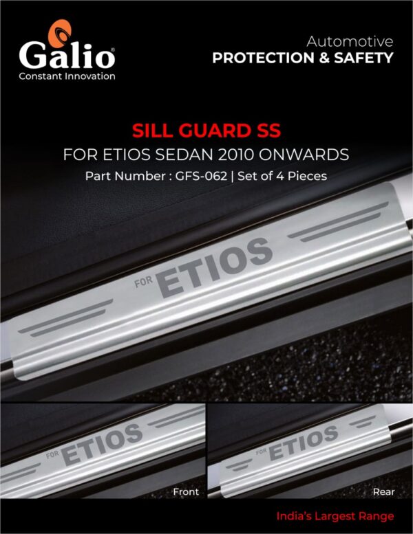 TOYOTA ETIOS SEDAN 2010 ONWARDS SILL GUARD SS – STAINLESS STEEL – SET OF 4 PCS