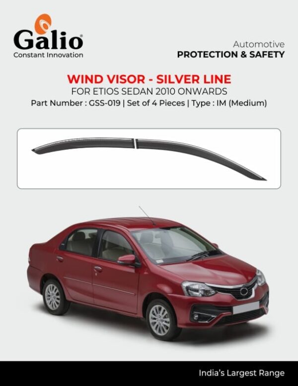 TOYOTA ETIOS SEDAN 2010 ONWARDS WIND VISOR SILVER LINE – IM – SET OF 4 PCS