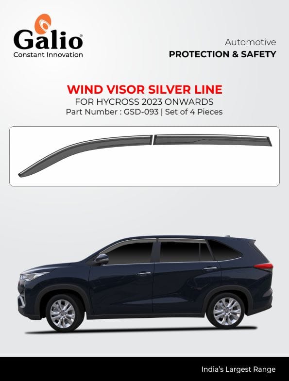 WIND VISOR SILVER LINE FOR TOYOTA HYCROSS 2023 – PREMIUM STAINLESS STEEL INSERT DESIGN (SET OF 4 PCS)