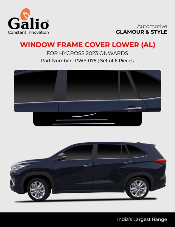 WINDOW FRAME COVER LOWER (ALUMINIUM) FOR TOYOTA HYCROSS 2023 – SET OF 6 PCS