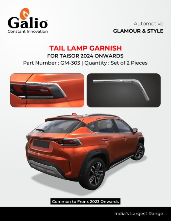 CHROME TAIL LAMP GARNISH FOR TOYOTA TAISOR (2024 ONWARDS) – SET OF 2 PCS
