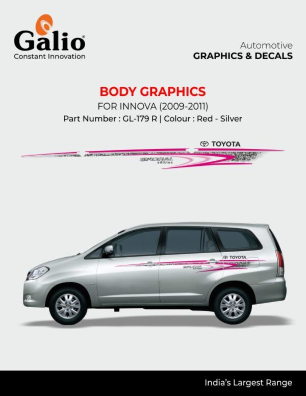 TOYOTA INNOVA 2009 TO 2011 BODY GRAPHICS GL-179 R – PREMIUM STYLING DECAL SET FOR SIDE PROFILE (1 SET)