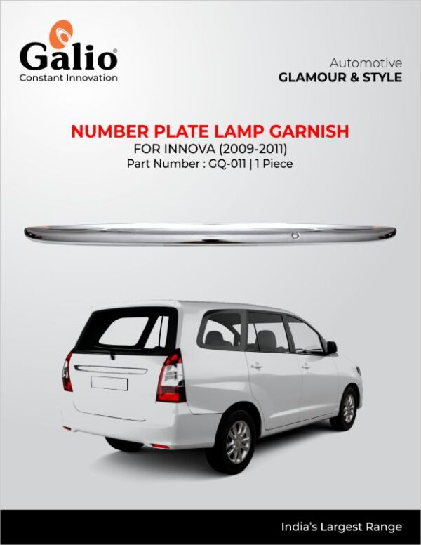 TOYOTA INNOVA 2009 TO 2011 NUMBER PLATE LAMP GARNISH – PREMIUM CHROME FINISH (1 PC)