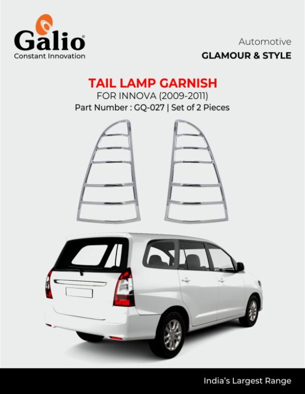 TOYOTA INNOVA 2009 TO 2011 TAIL LAMP GARNISH – CHROME FINISH – SET OF 2 PCS
