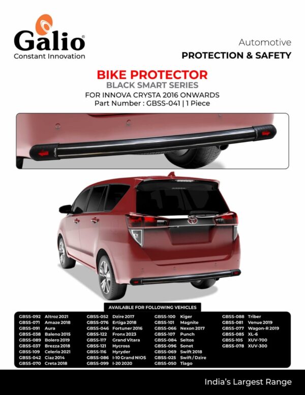 TOYOTA INNOVA CRYSTA 2016 TO 2019 BIKE PROTECTOR BLACK SMART SERIES – HEAVY DUTY PREMIUM DESIGN (1 SET)