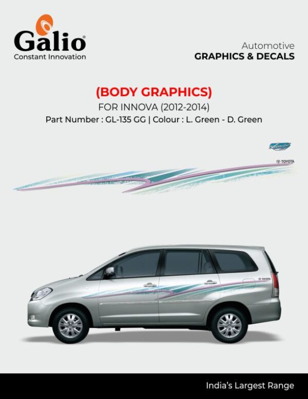 TOYOTA INNOVA 2012 TO 2014 BODY GRAPHICS GL-135 GG VINYL DECAL – SET OF 1 PIECE