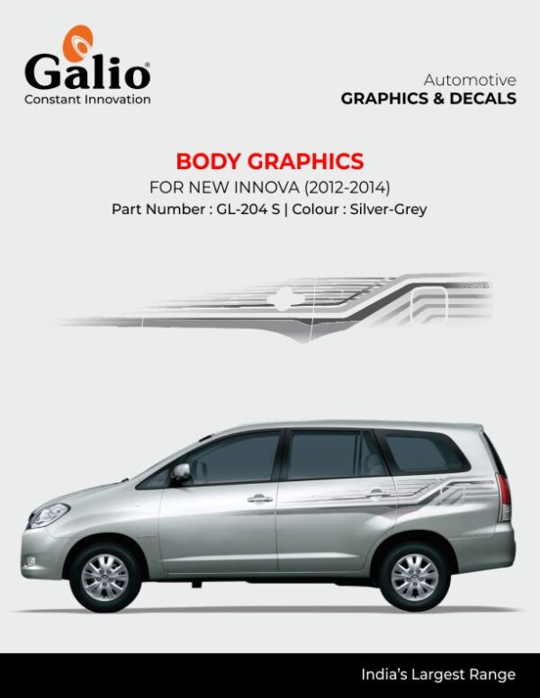 TOYOTA INNOVA 2012 TO 2014 BODY GRAPHICS GL-204 S VINYL DECAL – SET OF 1