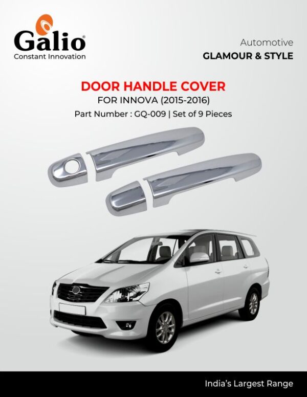 TOYOTA INNOVA 2015 TO 2016 DOOR HANDLE COVER GQ-009 – CHROME FINISH – SET OF 9 PCS