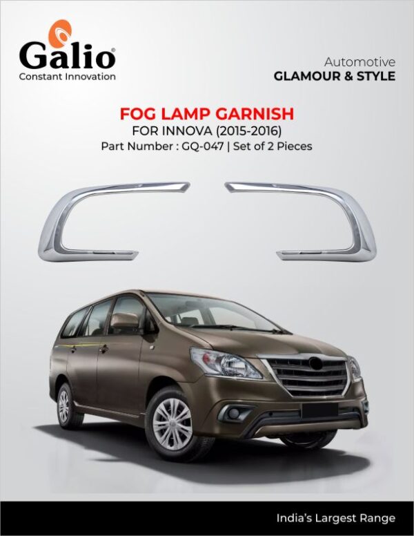 TOYOTA INNOVA 2015 TO 2016 FOG LAMP GARNISH GQ-047 – CHROME FINISH – SET OF 2 PCS