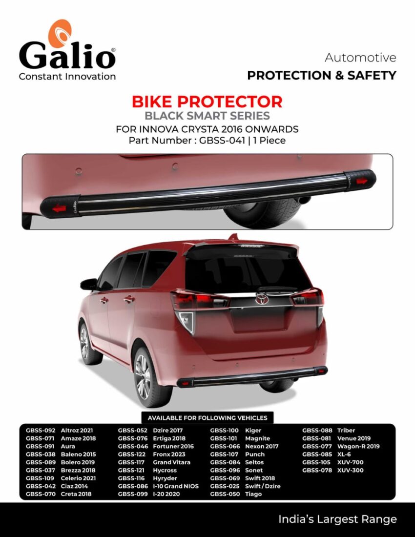 TOYOTA INNOVA CRYSTA 2020 ONWARD BIKE PROTECTOR – BLACK SMART SERIES – 1 SET
