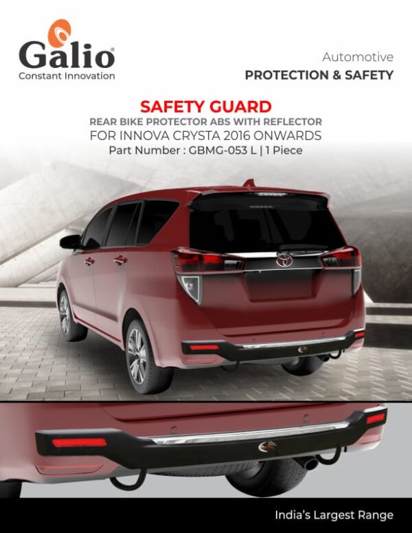 TOYOTA INNOVA CRYSTA 2016 TO 2020 REAR BIKE PROTECTOR WITH REFLECTOR LIGHT – 1 UNIT