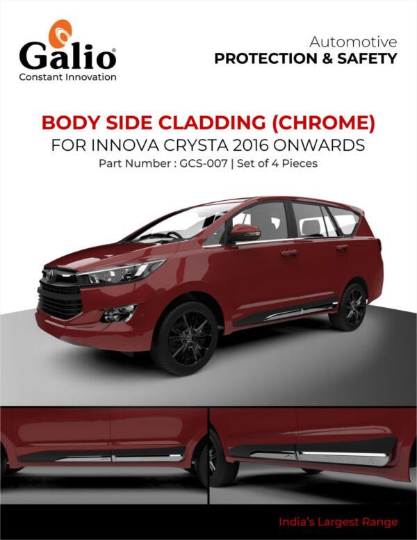 TOYOTA INNOVA CRYSTA 2016 TO 2020 BODY SIDE CLADDING – CHROME – SET OF 4 PCS