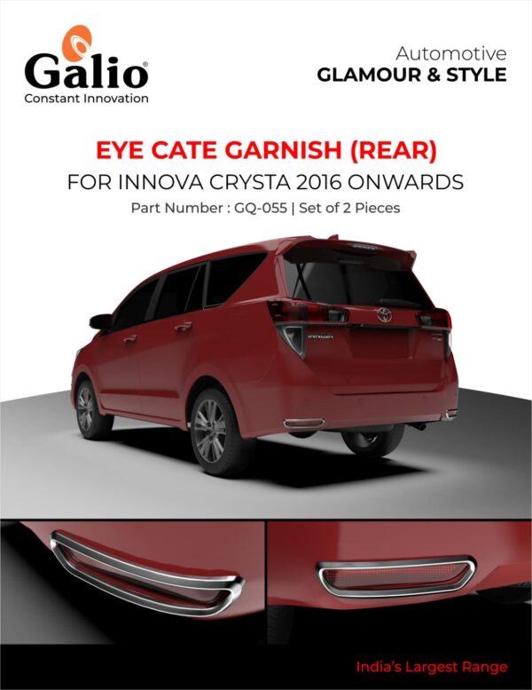 TOYOTA INNOVA CRYSTA 2016 TO 2020 EYE CATE GARNISH REAR – CHROME – SET OF 2 PCS