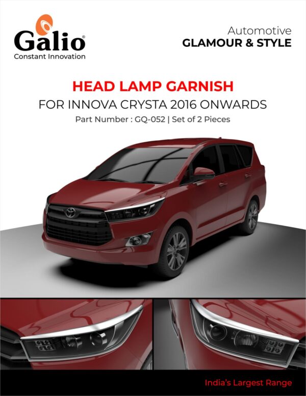 TOYOTA INNOVA CRYSTA 2016 TO 2020 HEAD LAMP GARNISH – CHROME – SET OF 2 PCS