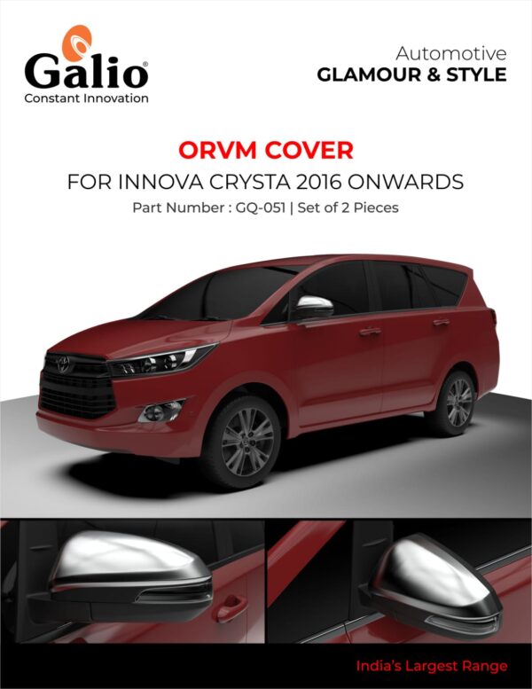 TOYOTA INNOVA CRYSTA 2016 TO 2020 ORVM COVER – CHROME – SET OF 2 PCS