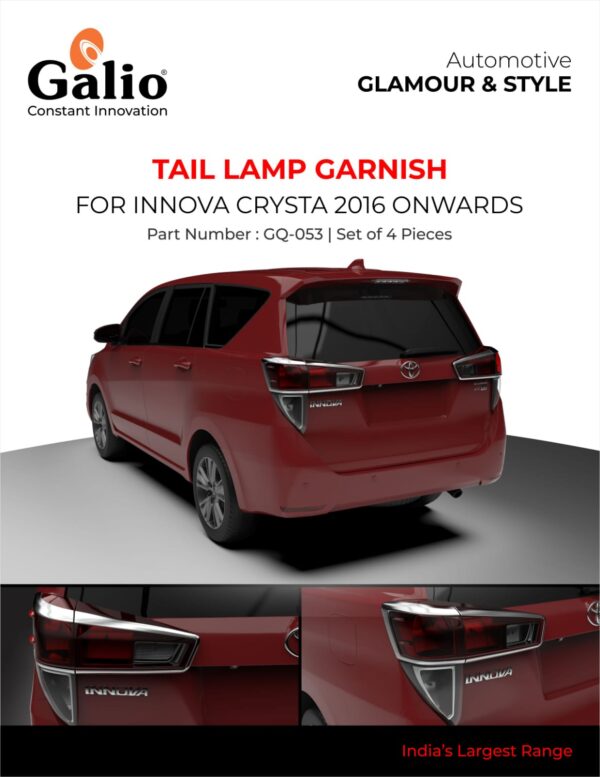 TOYOTA INNOVA CRYSTA 2016 TO 2020 TAIL LAMP GARNISH – CHROME – SET OF 4 PCS