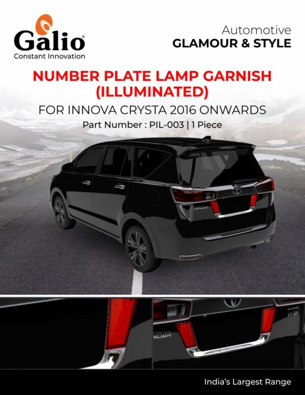 TOYOTA INNOVA CRYSTA 2016 TO 2020 NUMBER PLATE LAMP GARNISH – ILLUMINATED – 1 PIECE