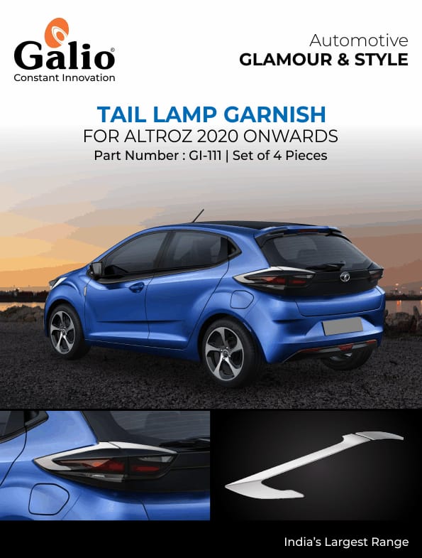 TATA ALTROZ 2020 ONWARDS TAIL LAMP GARNISH – CHROME FINISH – SET OF 4 PCS