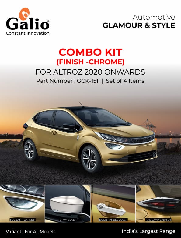 TATA  ALTROZ 2020 ONWARDS COMBO KIT – CHROME FINISH – SET OF 4 ITEMS