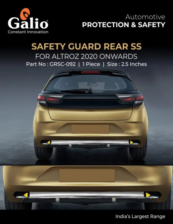 TATA ALTROZ 2020 ONWARDS REAR SAFETY GUARD – STAINLESS STEEL – 2.5 INCH