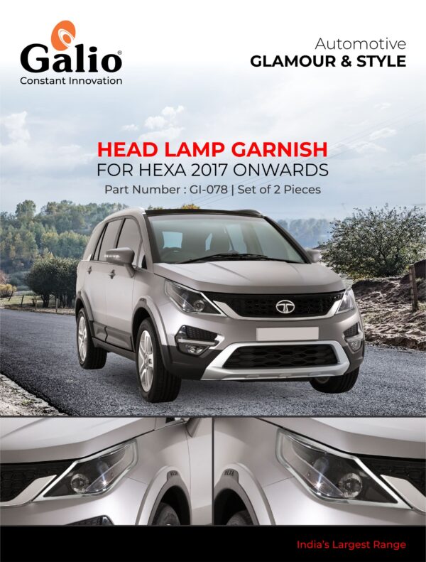 TELCO TATA HEXA (2017 ONWARDS) HEAD LAMP GARNISH CHROME SET OF 2 PCS
