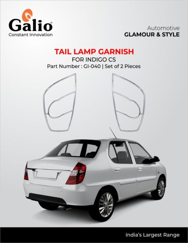 TELCO TATA INDIGO CS (OLD/NEW/CS) TAIL LAMP GARNISH CHROME SET OF 2 PCS