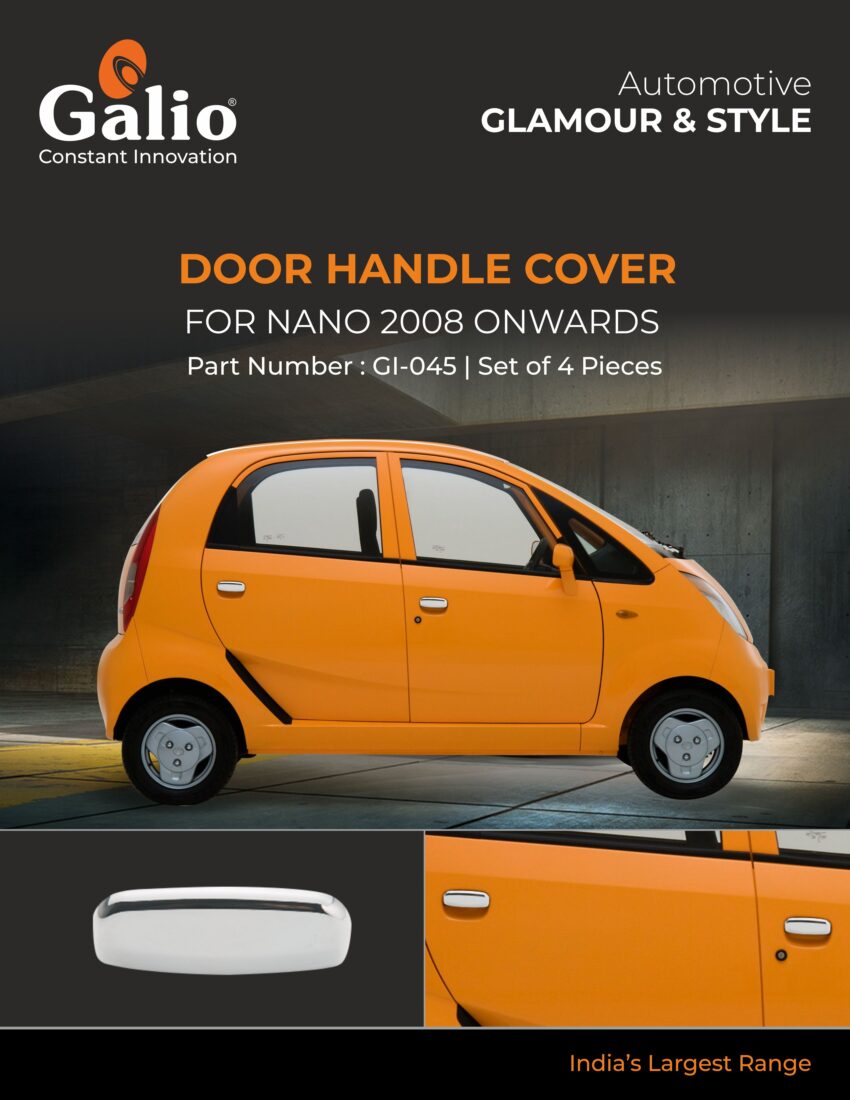 TELCO TATA NANO (2008 ONWARDS) DOOR HANDLE COVER CHROME GARNISH SET OF 4 PCS