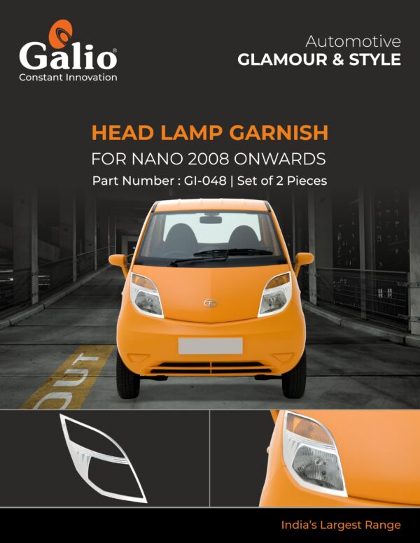 TELCO TATA NANO (2008 ONWARDS) HEAD LAMP GARNISH CHROME SET OF 2 PCS