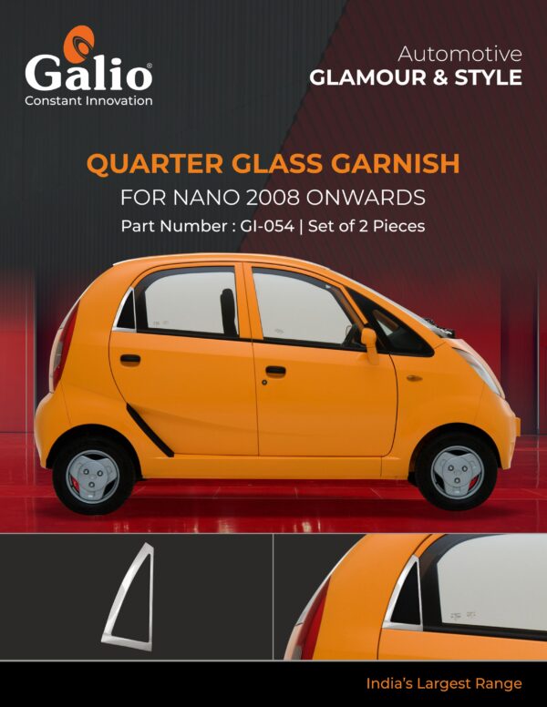 TELCO TATA NANO (2008 ONWARDS) QUARTER GLASS GARNISH CHROME SET OF 2 PCS