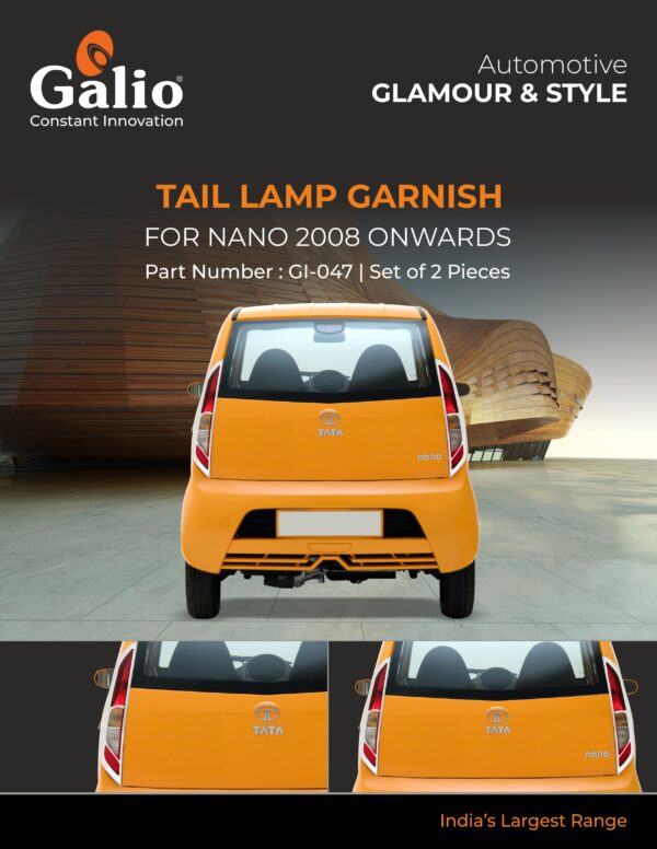 TELCO TATA NANO (2008 ONWARDS) TAIL LAMP CHROME GARNISH SET OF 2 PCS