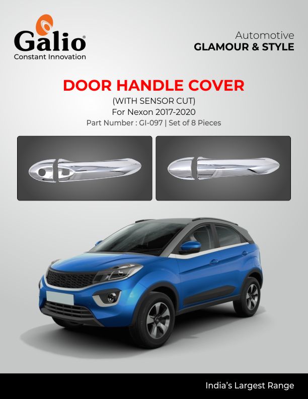 TELCO TATA NEXON (2017–2020) DOOR HANDLE COVER WITH SENSOR CUT CHROME SET OF 9 PCS