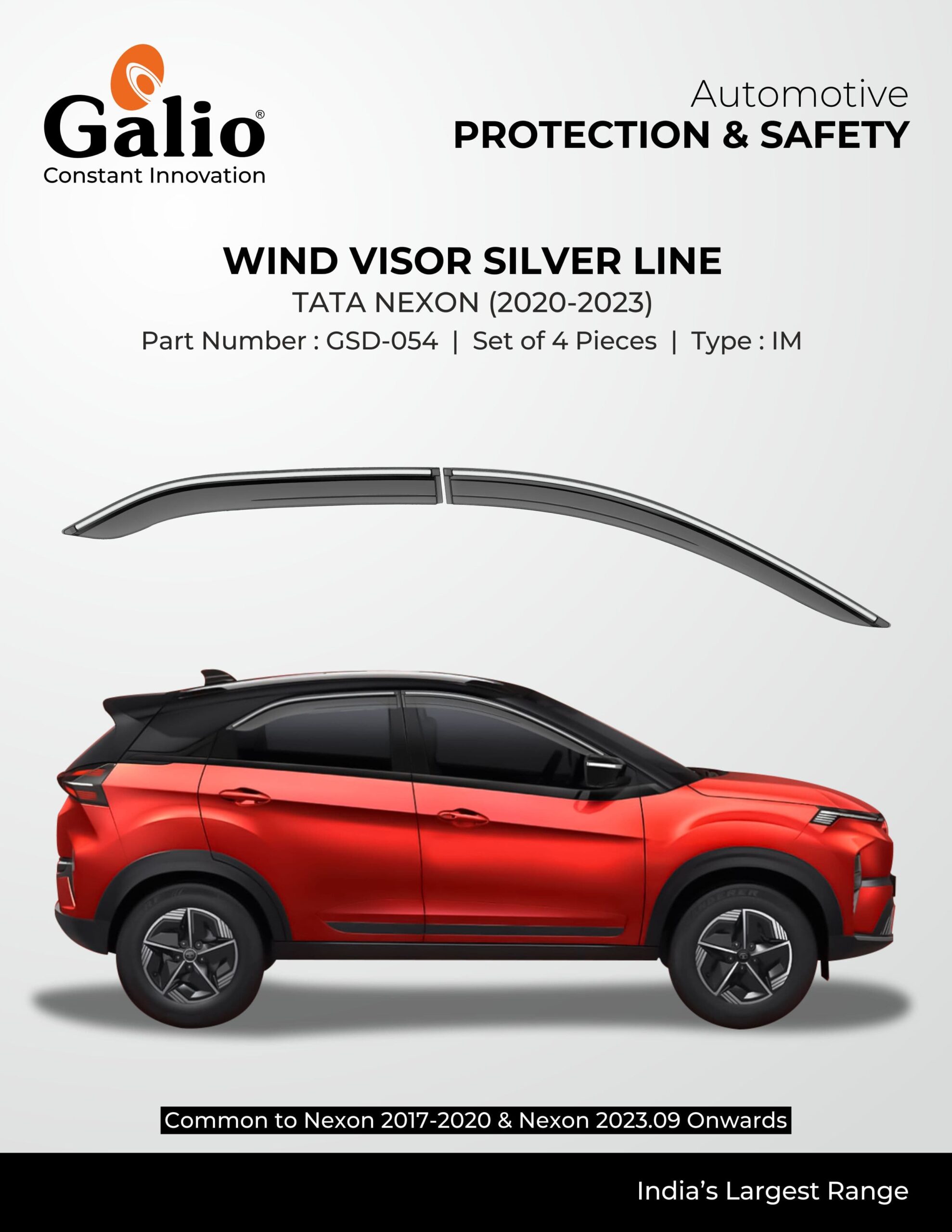 TELCO TATA NEXON (2020–2023) WIND VISOR SILVER LINE IM (MEDIUM) SET OF 4 PCS