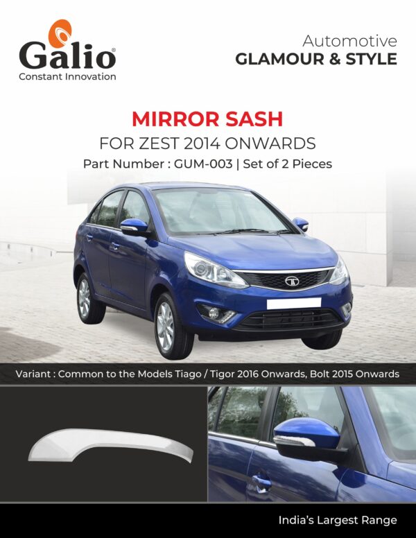 TATA ZEST (2014 ONWARDS) MIRROR SASH CHROME SET OF 2 PCS