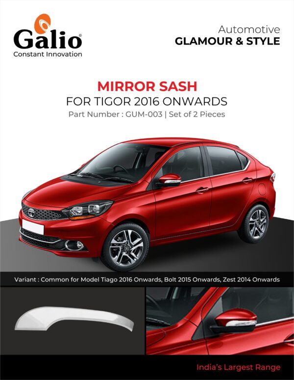 TELCO TATA TIGOR (2016 ONWARDS) MIRROR SASH CHROME FINISH – SET OF 2 PCS