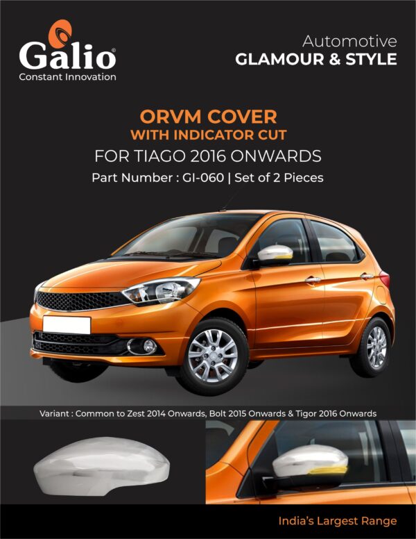 TELCO/TATA MOTORS TIAGO (2016 ONWARDS) ORVM COVER WITH INDICATOR CUT SET OF 2 PCS