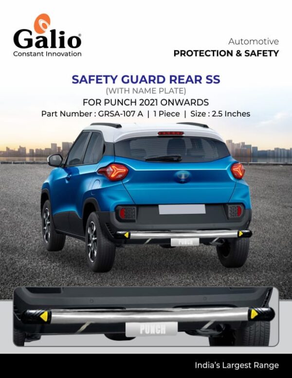 TELCO TATA PUNCH (2021 ONWARDS) SAFETY GUARD REAR SS (2.5 INCHES WITH NAME PLATE) 1 PC