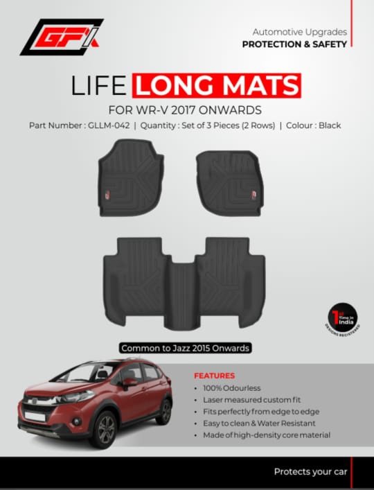 HONDA WR-V 2017+ LIFE LONG MATS – CUSTOM FIT | WATERPROOF | DURABLE